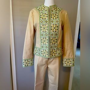 Tory Burch vintage embroidered jacket and matching pant sz 10